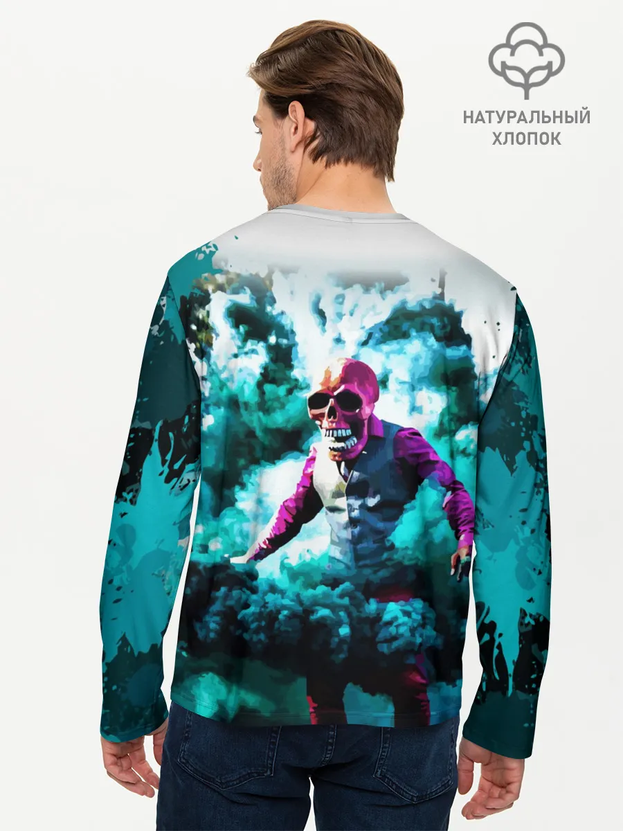 Мужской лонгслив базовый / Череп в дыму