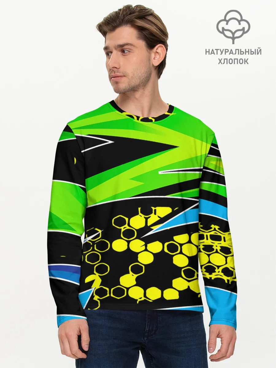 Мужской лонгслив базовый / Light green urban marble