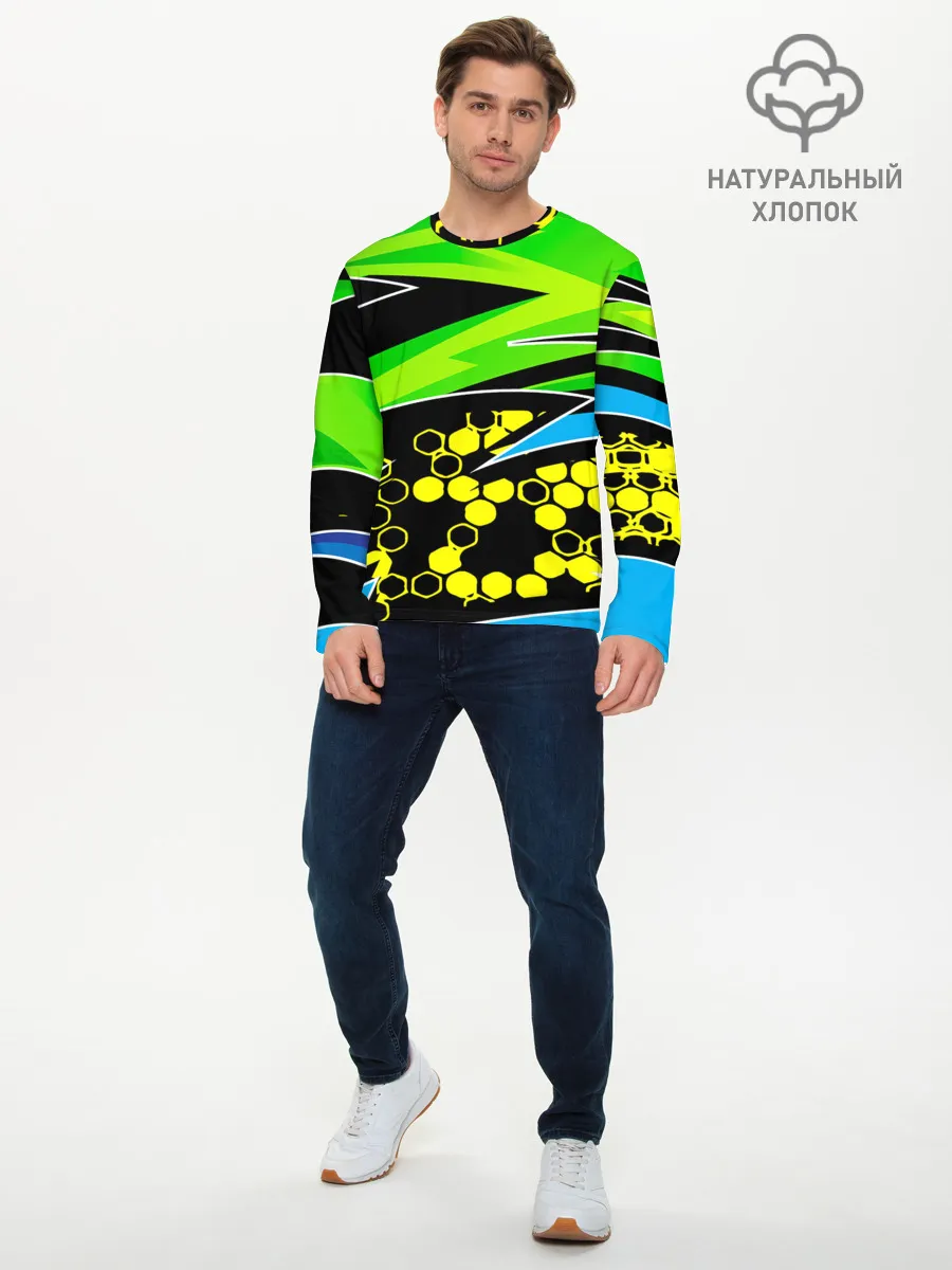 Мужской лонгслив базовый / Light green urban marble