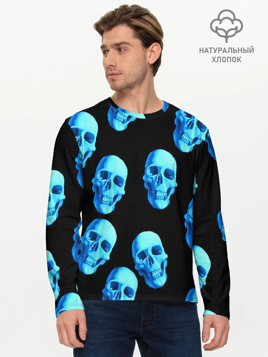 Мужской лонгслив базовый / Черепа стиль