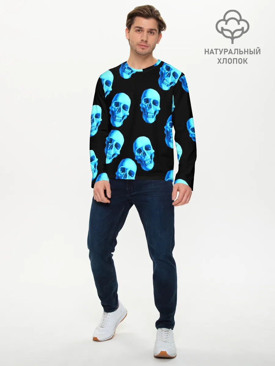 Мужской лонгслив базовый / Черепа стиль