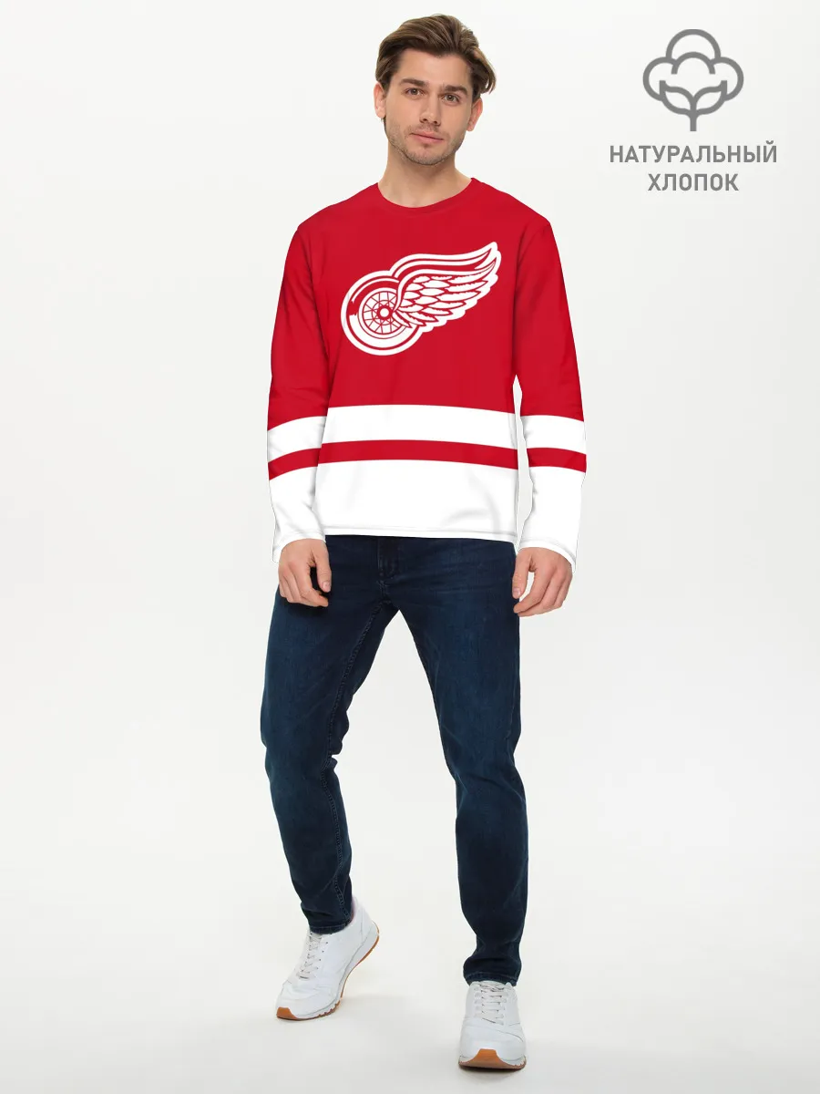 Мужской лонгслив базовый / Детройт Ред Уингз