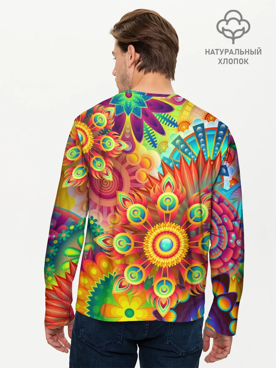 Мужской лонгслив базовый / Психоделия | Яркая