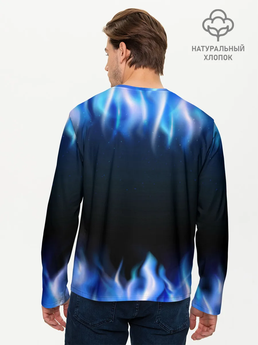 Мужской лонгслив базовый / Синий Огонь