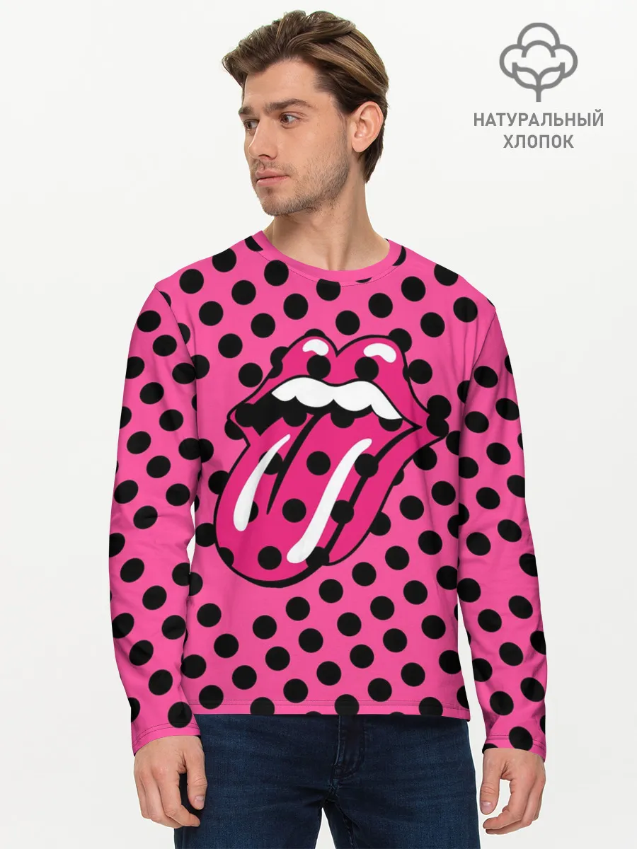 Мужской лонгслив базовый / rolling stones pink logo
