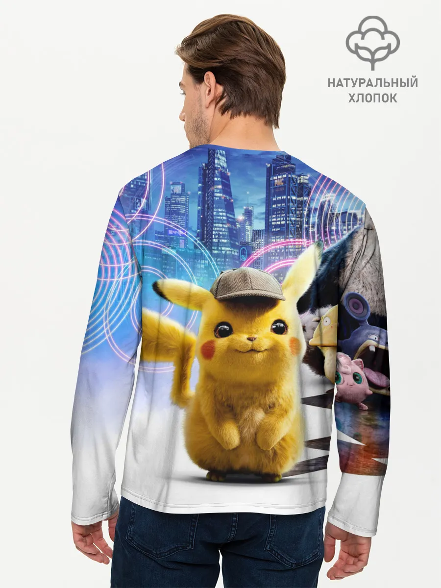 Мужской лонгслив базовый / Детектив Пикачу