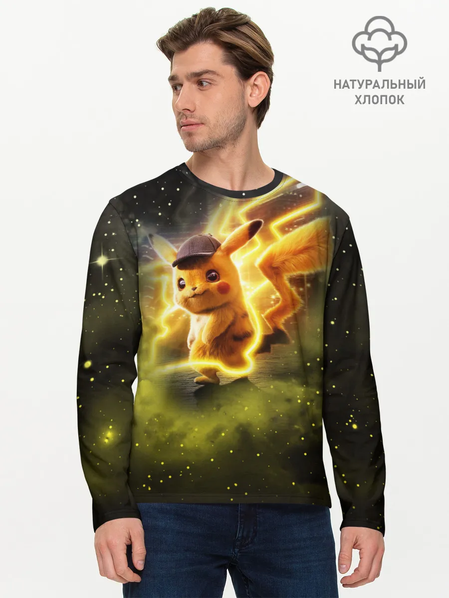 Мужской лонгслив базовый / Детектив Пикачу
