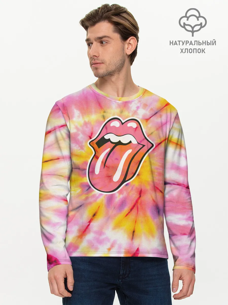 Мужской лонгслив базовый / Rolling Stones tie-dye