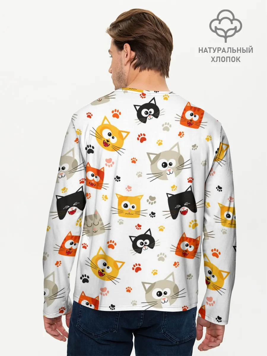 Мужской лонгслив базовый / Котики с лапками