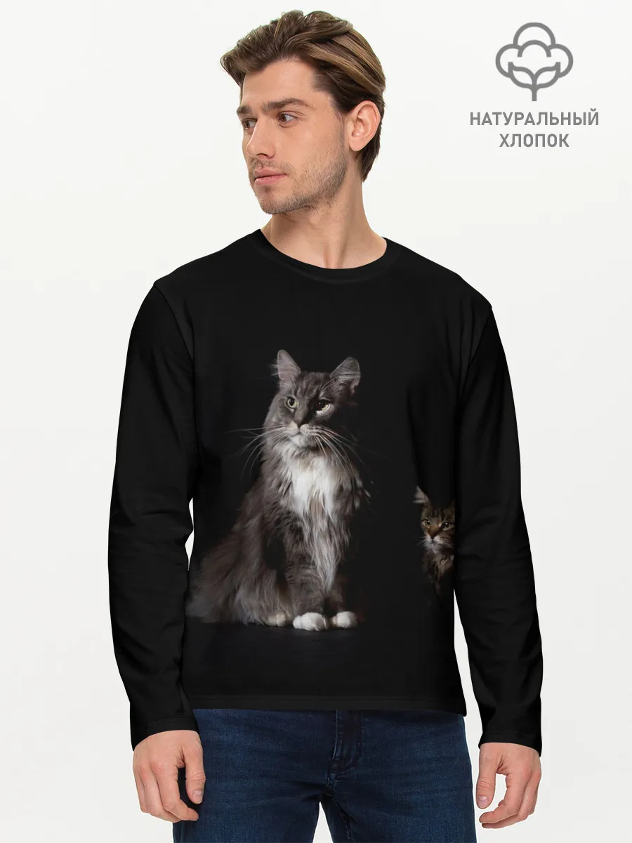 Мужской лонгслив базовый / Котики
