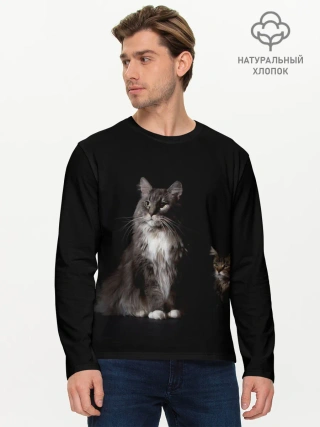 Мужской лонгслив базовый / Котики