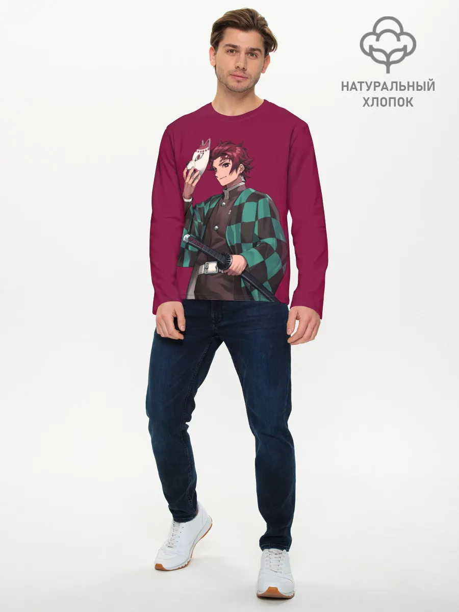 Мужской лонгслив базовый / KIMETSU NO YAIBA с маской