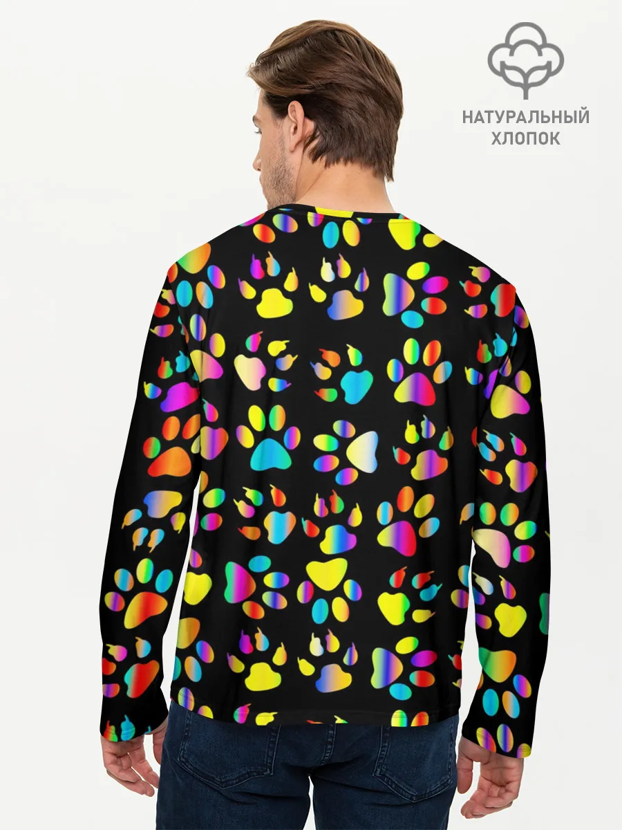 Мужской лонгслив базовый / Корги | Цветные лапки