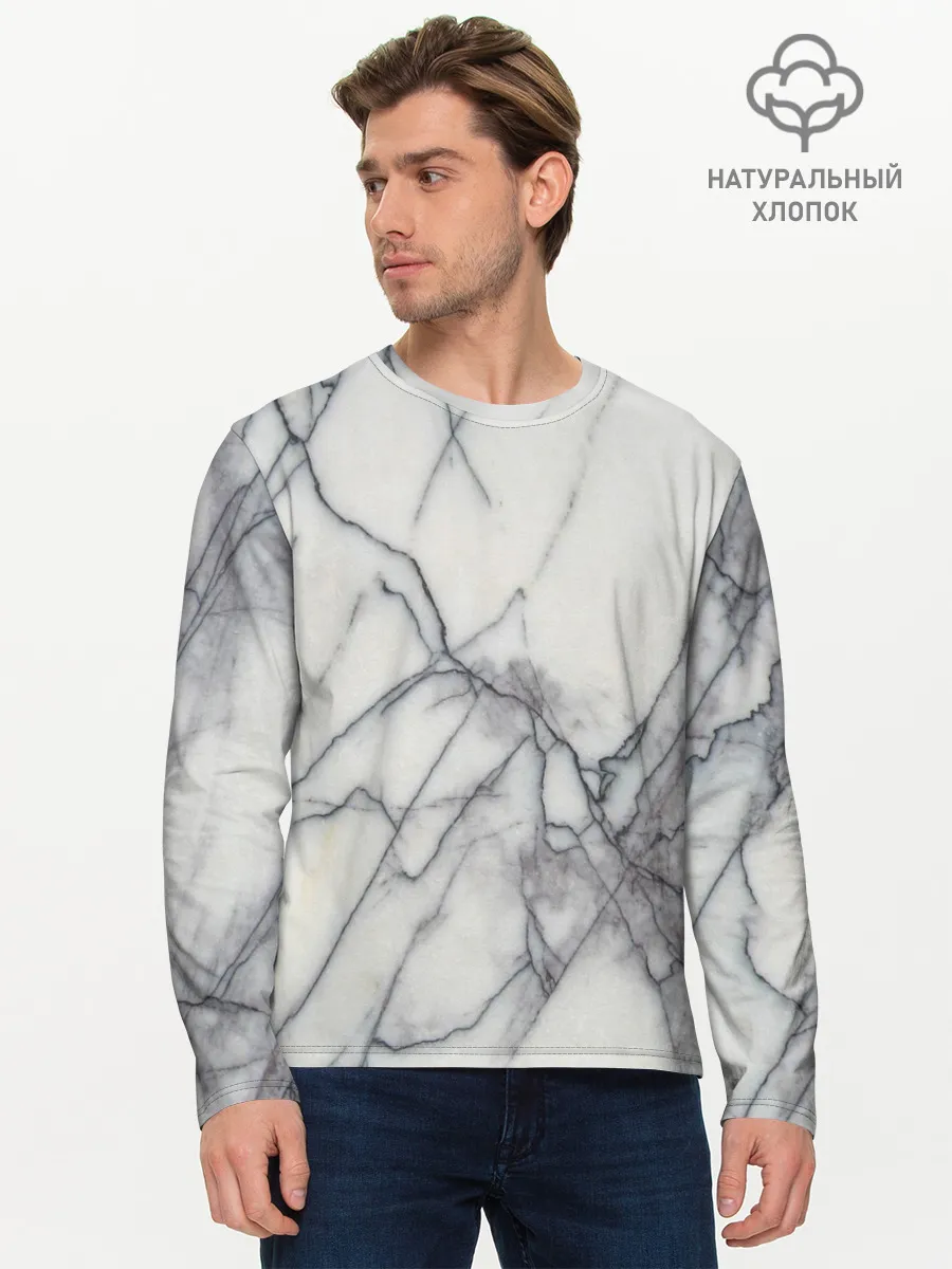Мужской лонгслив базовый / Мрамор