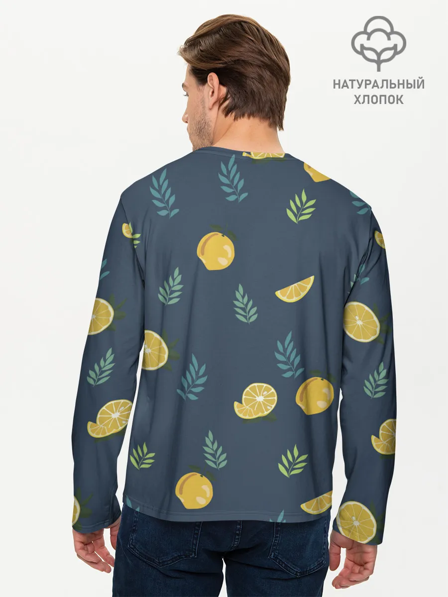 Мужской лонгслив базовый / Лимонный узор