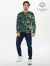 Мужской лонгслив базовый / Forest leaves invert
