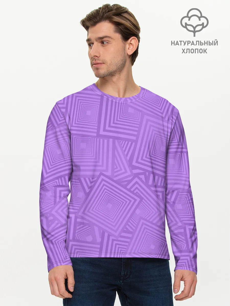 Мужской лонгслив базовый / Квадраты в квадратах