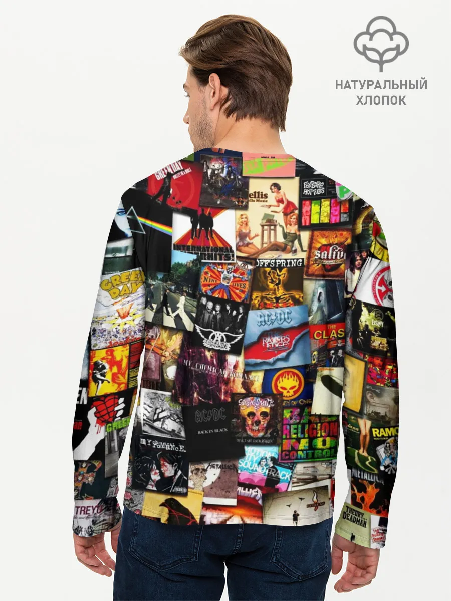 Мужской лонгслив базовый / Альбомы лучших РОК групп