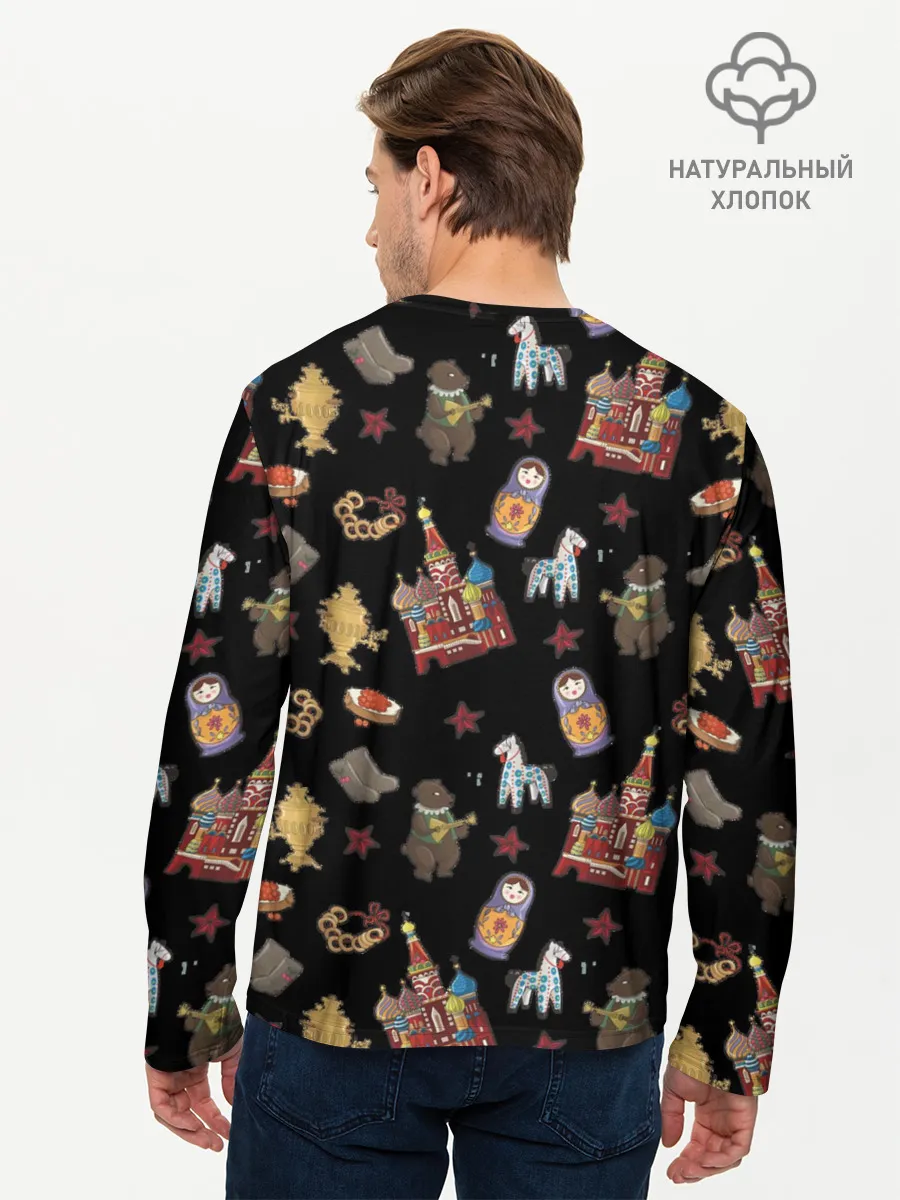 Мужской лонгслив базовый / Москва символика