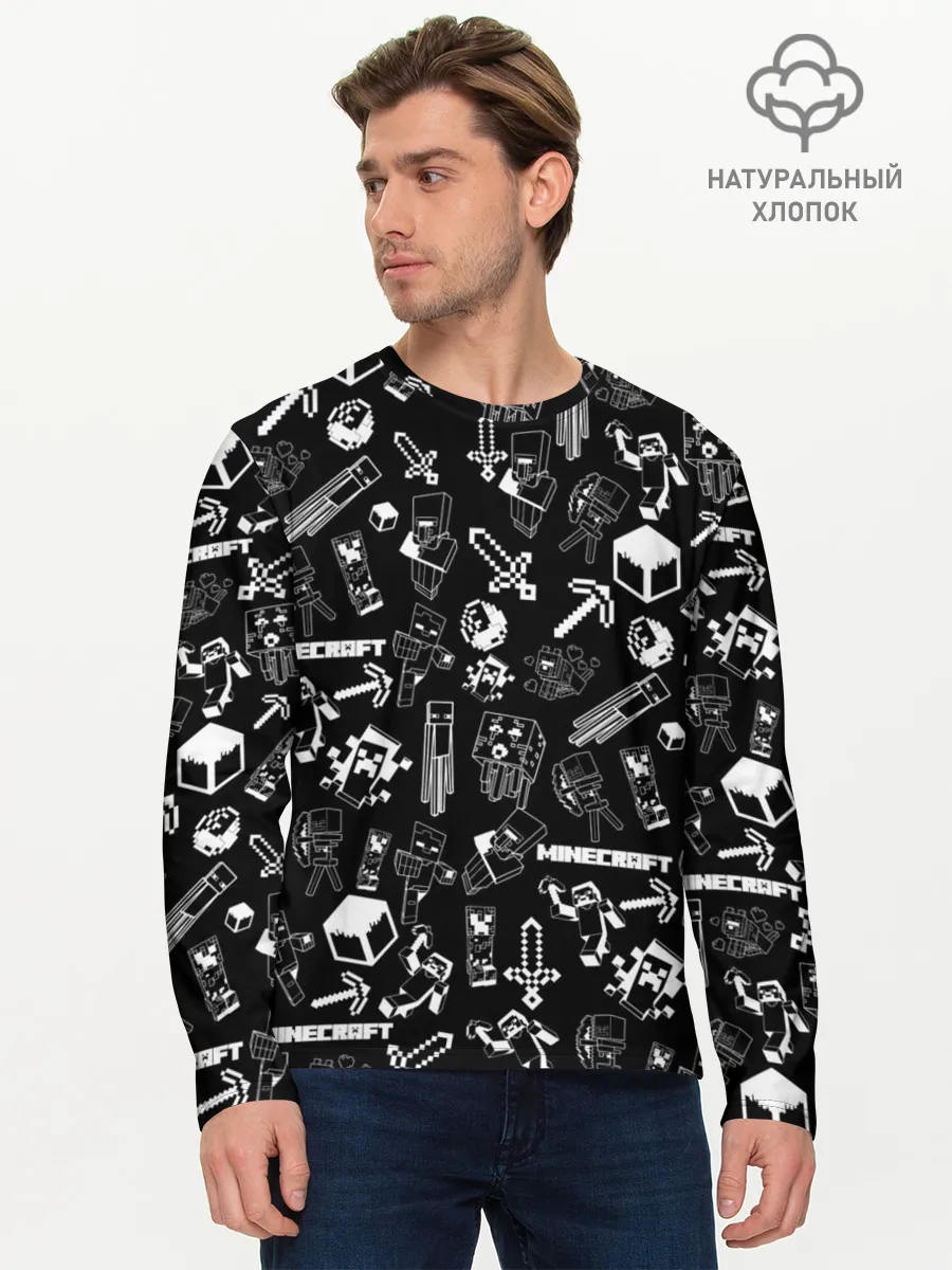 Мужской лонгслив базовый / Minecraft pattern
