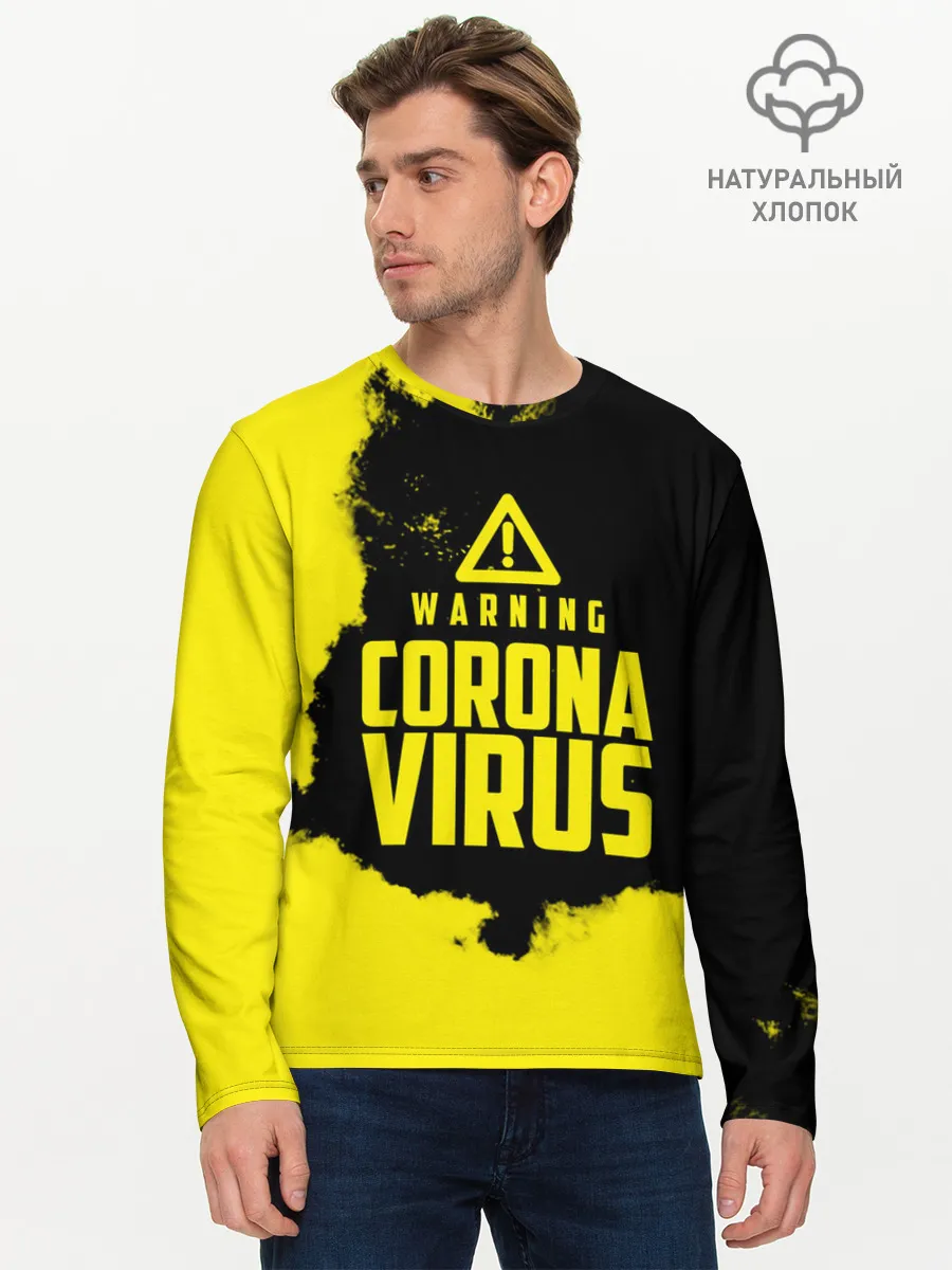 Мужской лонгслив базовый / Warning Coronavirus