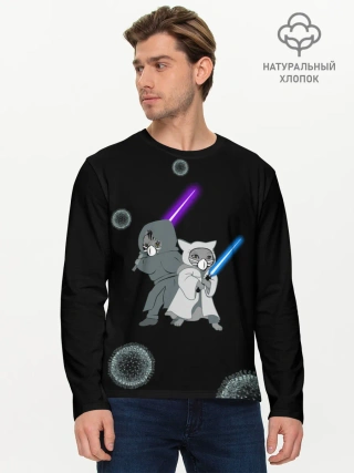 Мужской лонгслив базовый / Котики vs Вирус