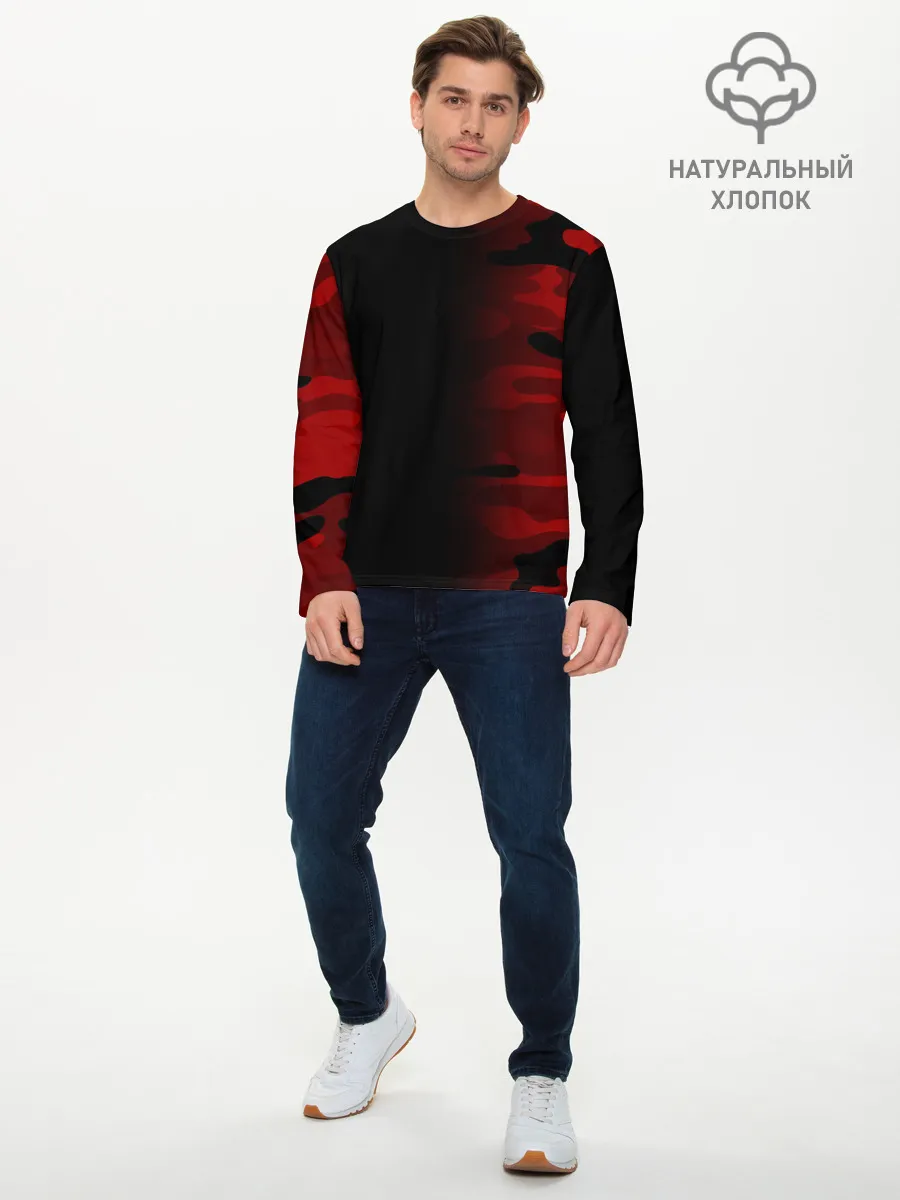 Мужской лонгслив базовый / RED BLACK MILITARY CAMO | КРАСНЫЙ КАМУФЛЯЖ