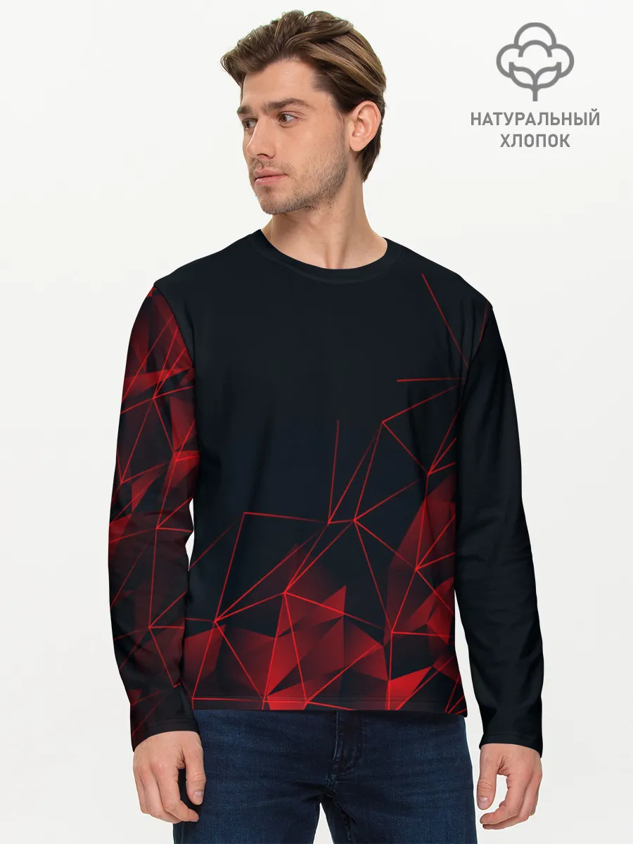 Мужской лонгслив базовый / RED STRIPES | КРАСНАЯ ГЕОМЕТРИЯ