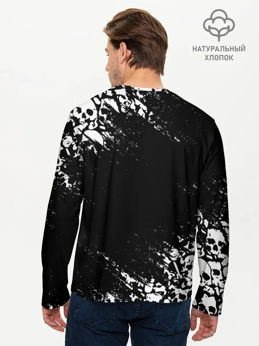Мужской лонгслив базовый / БЕЛЫЕ ЧЕРЕПА | WHITE SKULLS