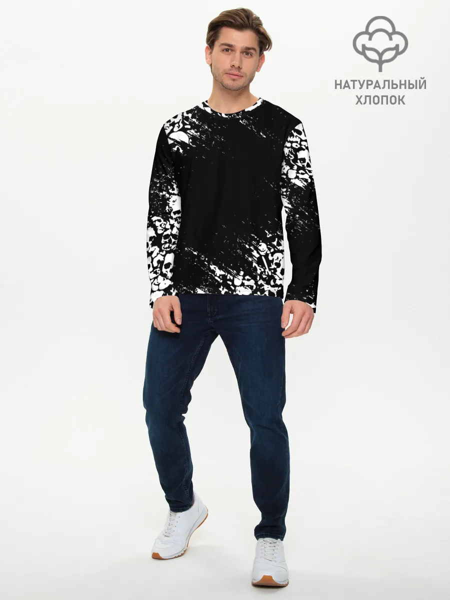 Мужской лонгслив базовый / БЕЛЫЕ ЧЕРЕПА | WHITE SKULLS