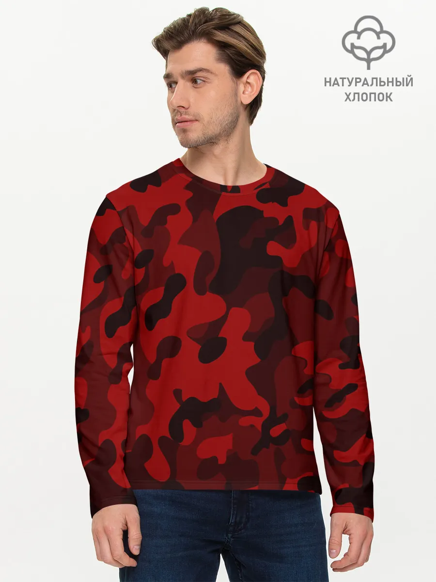 Мужской лонгслив базовый / RED MILITARY | КРАСНЫЙ КАМУФЛЯЖ