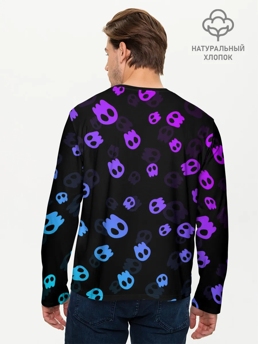 Мужской лонгслив базовый / НЕОНОВЫЕ ЧЕРЕПА