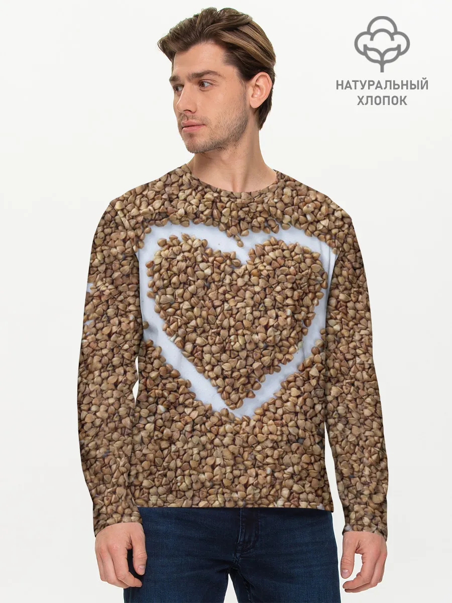 Мужской лонгслив базовый / i love гречка