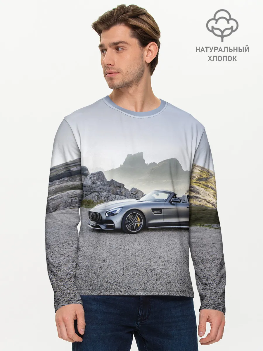 Мужской лонгслив базовый / Mercedes V8 Biturbo