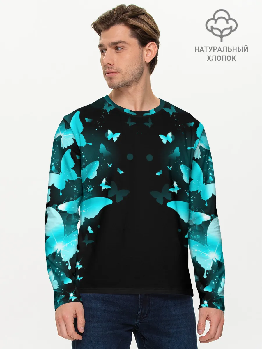 Мужской лонгслив базовый / НЕОНОВЫЕ БАБОЧКИ | NEON