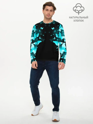 Мужской лонгслив базовый / НЕОНОВЫЕ БАБОЧКИ | NEON