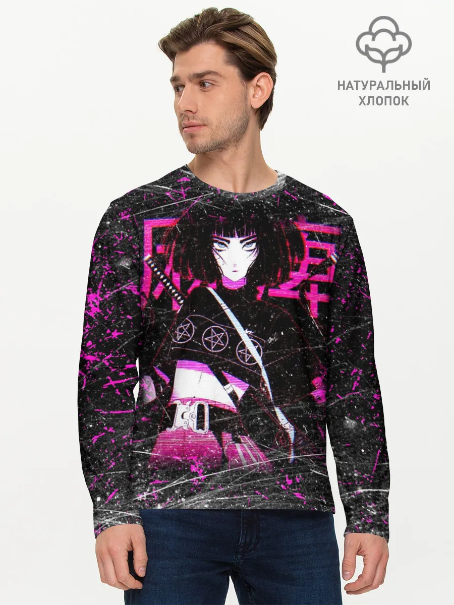 Мужской лонгслив базовый / Vinne Yuna Самурай Киберпанк