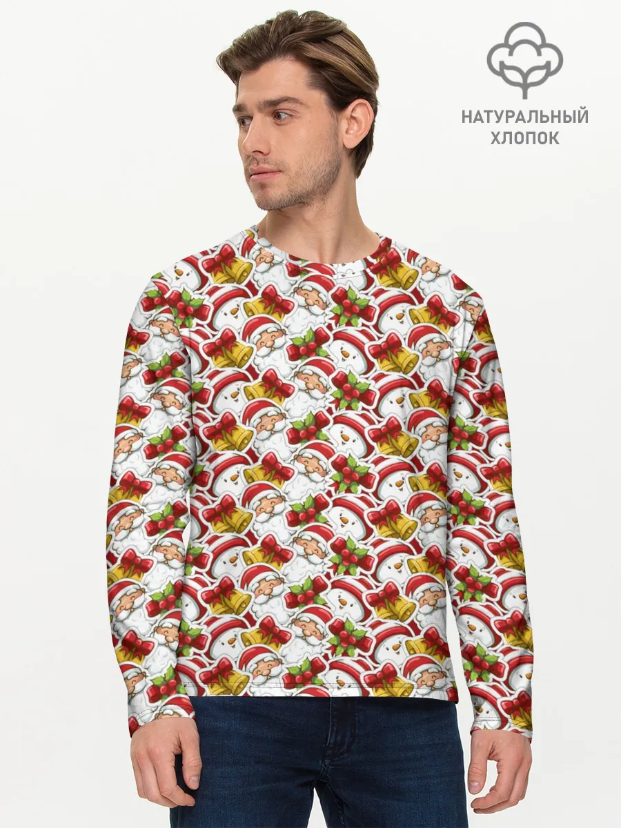 Мужской лонгслив базовый / Дед Мороз и Снеговик