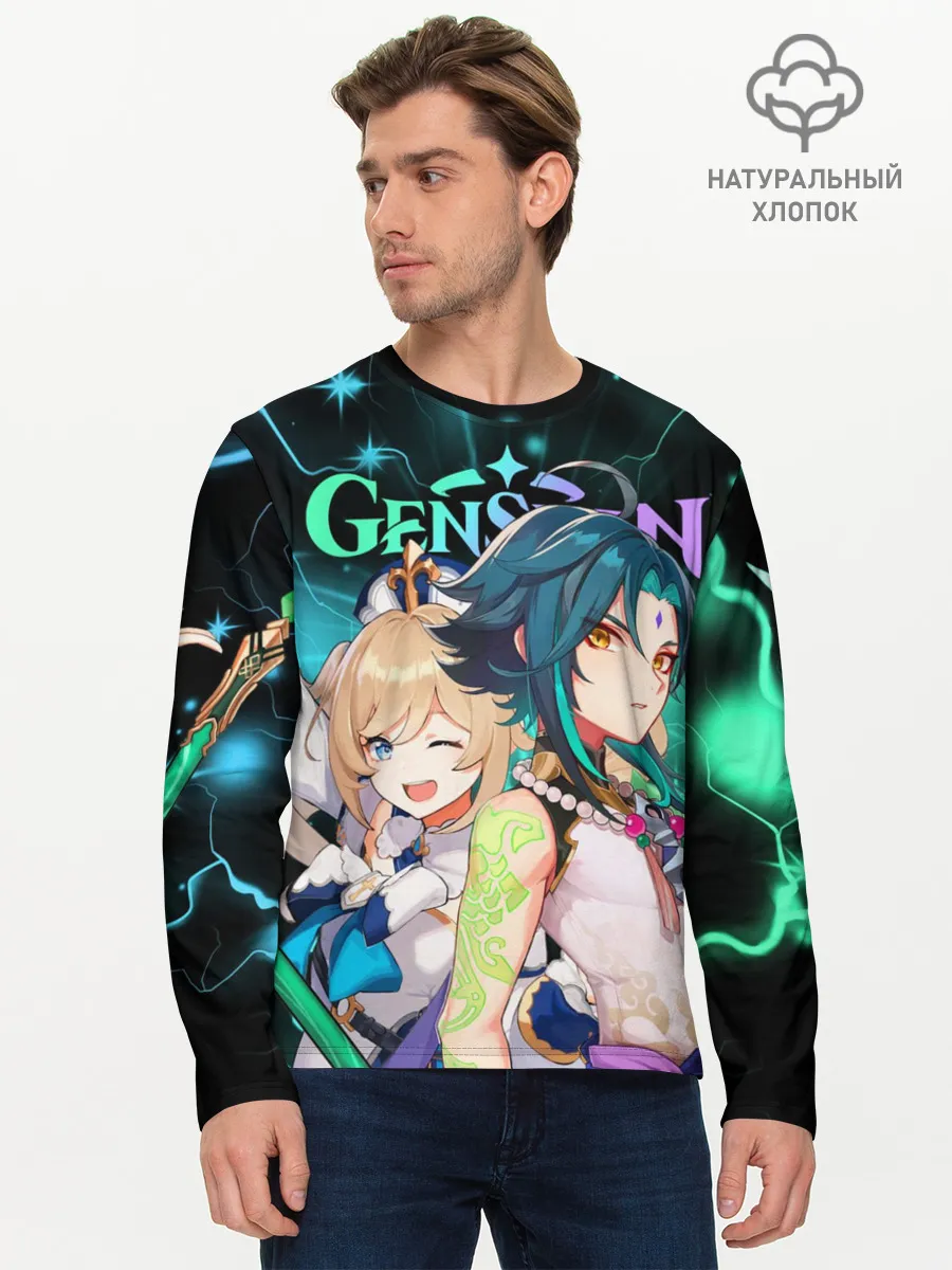Мужской лонгслив базовый / Сяо и Барбара, Genshin Impact
