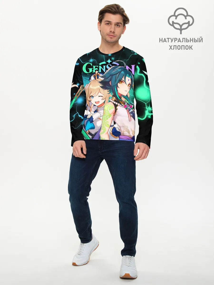 Мужской лонгслив базовый / Сяо и Барбара, Genshin Impact