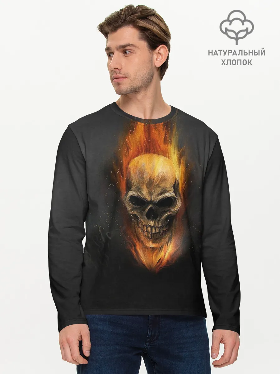 Мужской лонгслив базовый / Призрак в огне