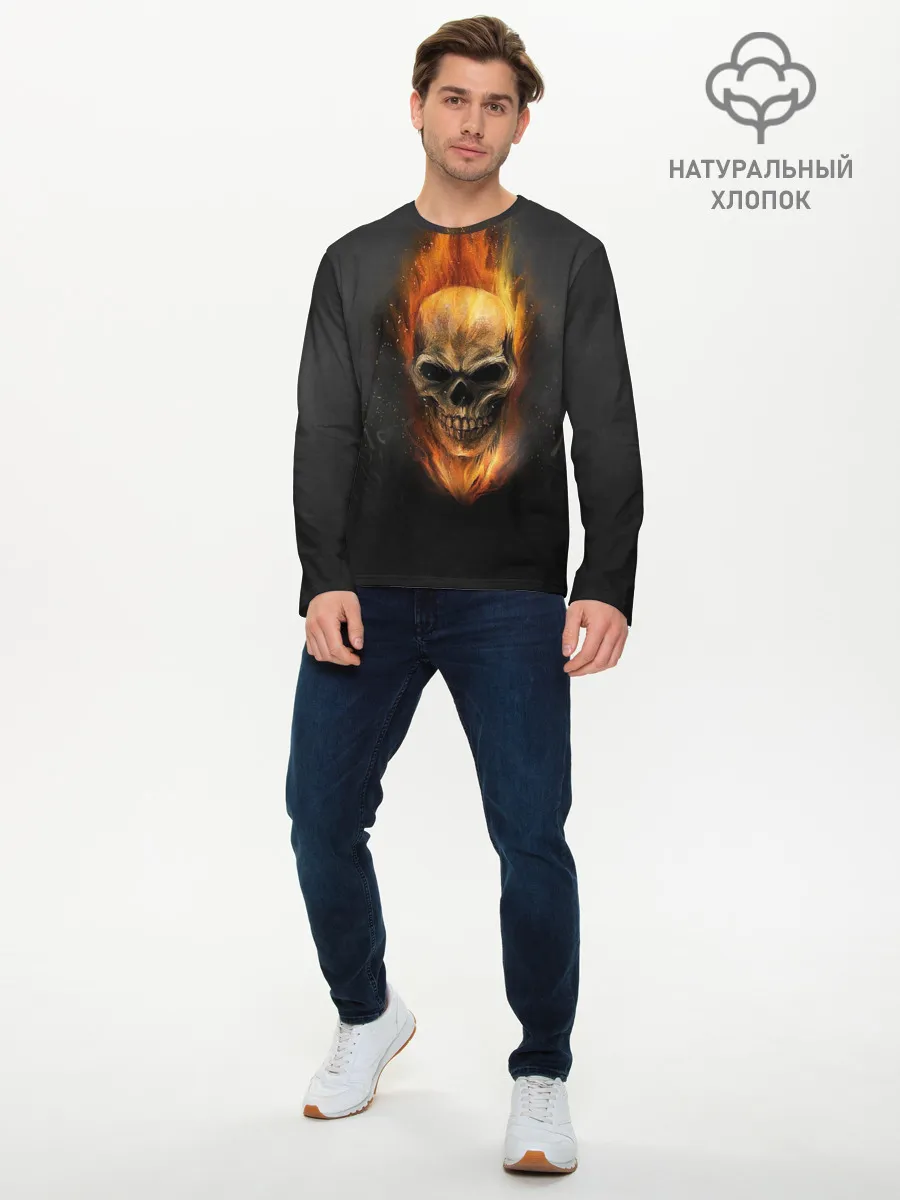 Мужской лонгслив базовый / Призрак в огне