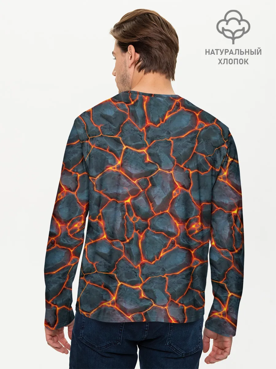 Мужской лонгслив базовый / неоновая магма