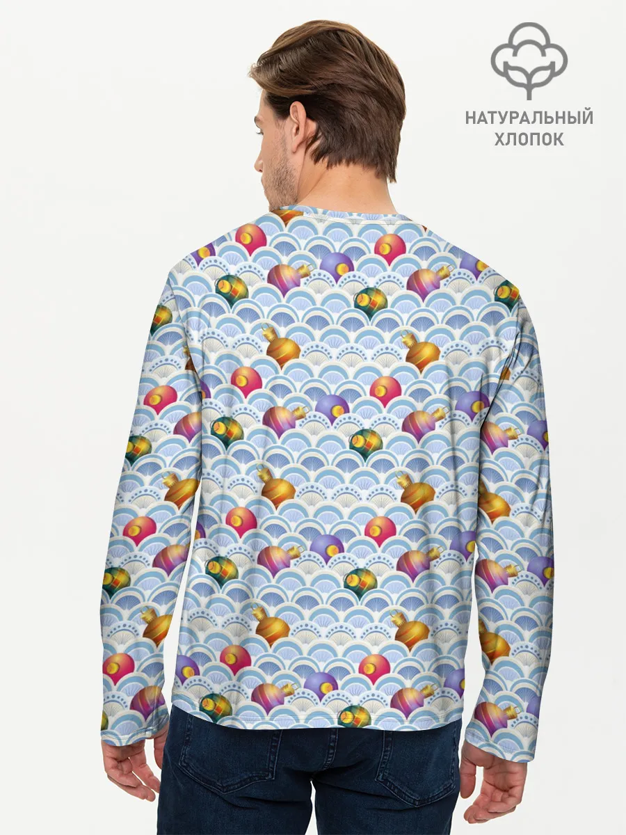 Мужской лонгслив базовый / Праздничные Игрушки