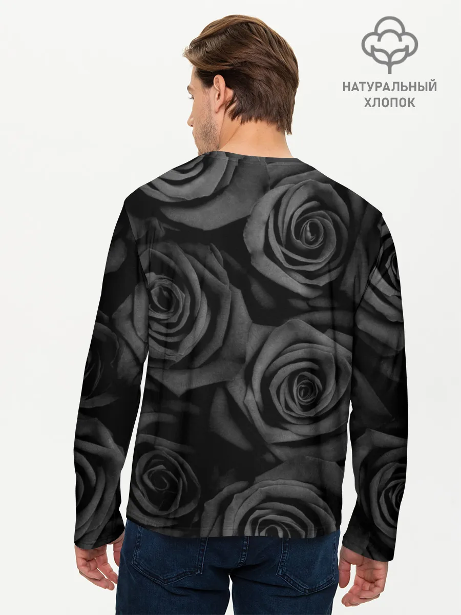 Мужской лонгслив базовый / Черные розы