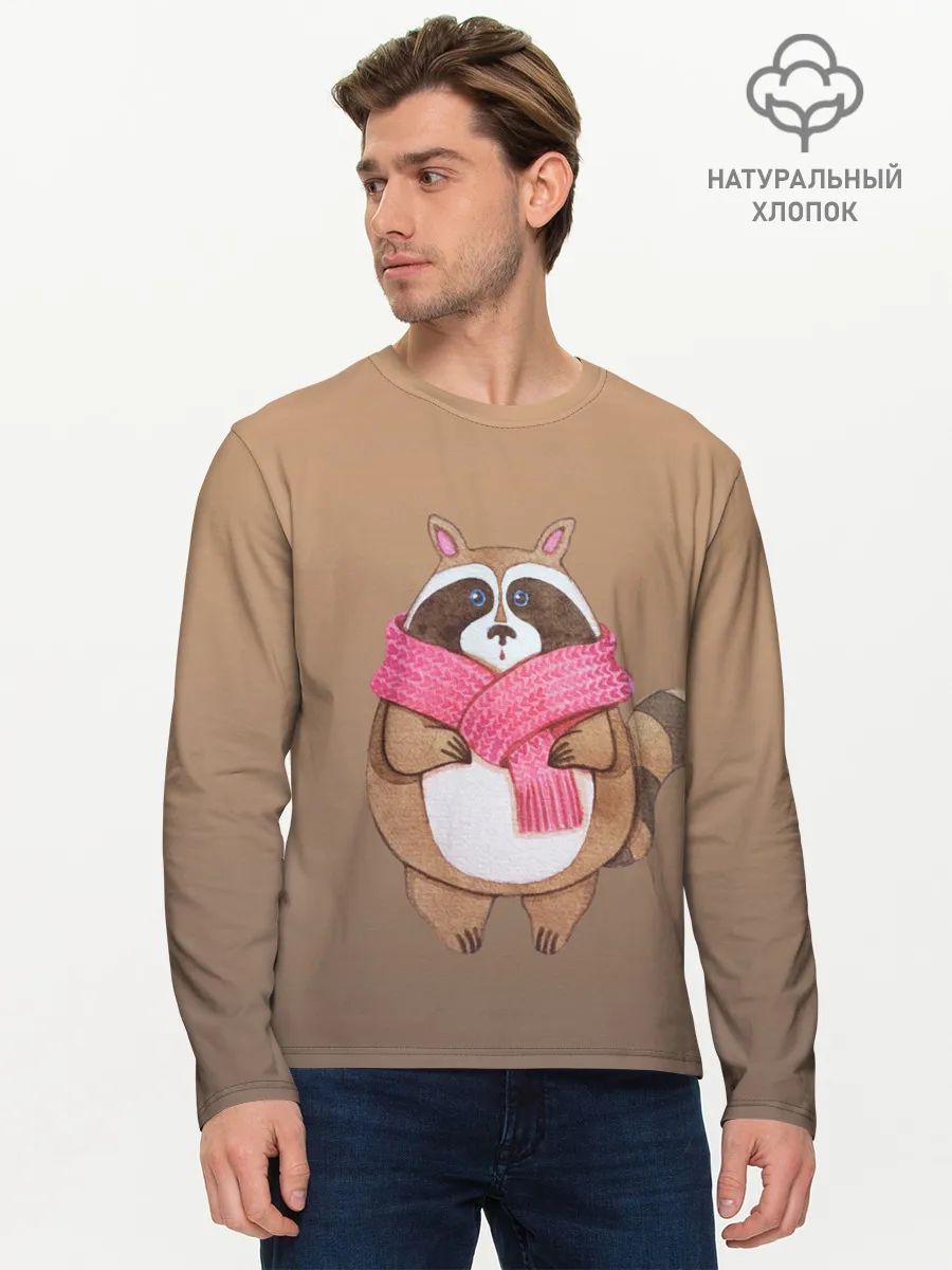 Мужской лонгслив базовый / акварельный енотик