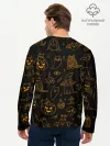 Мужской лонгслив базовый / ХЕЛЛОУИН ПАТТЕРН КОТИКИ / HALLOWEEN KITTY