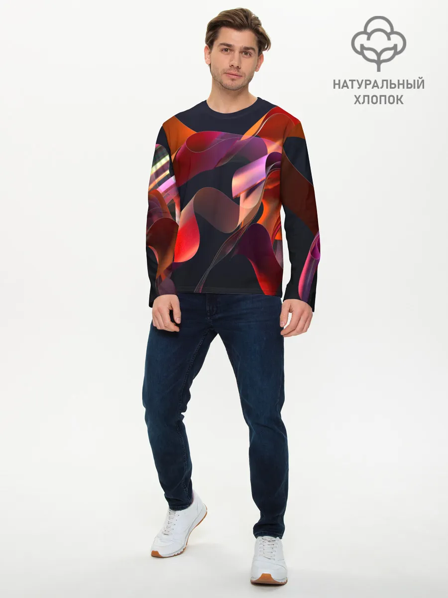 Мужской лонгслив базовый / Абстрактные ленты