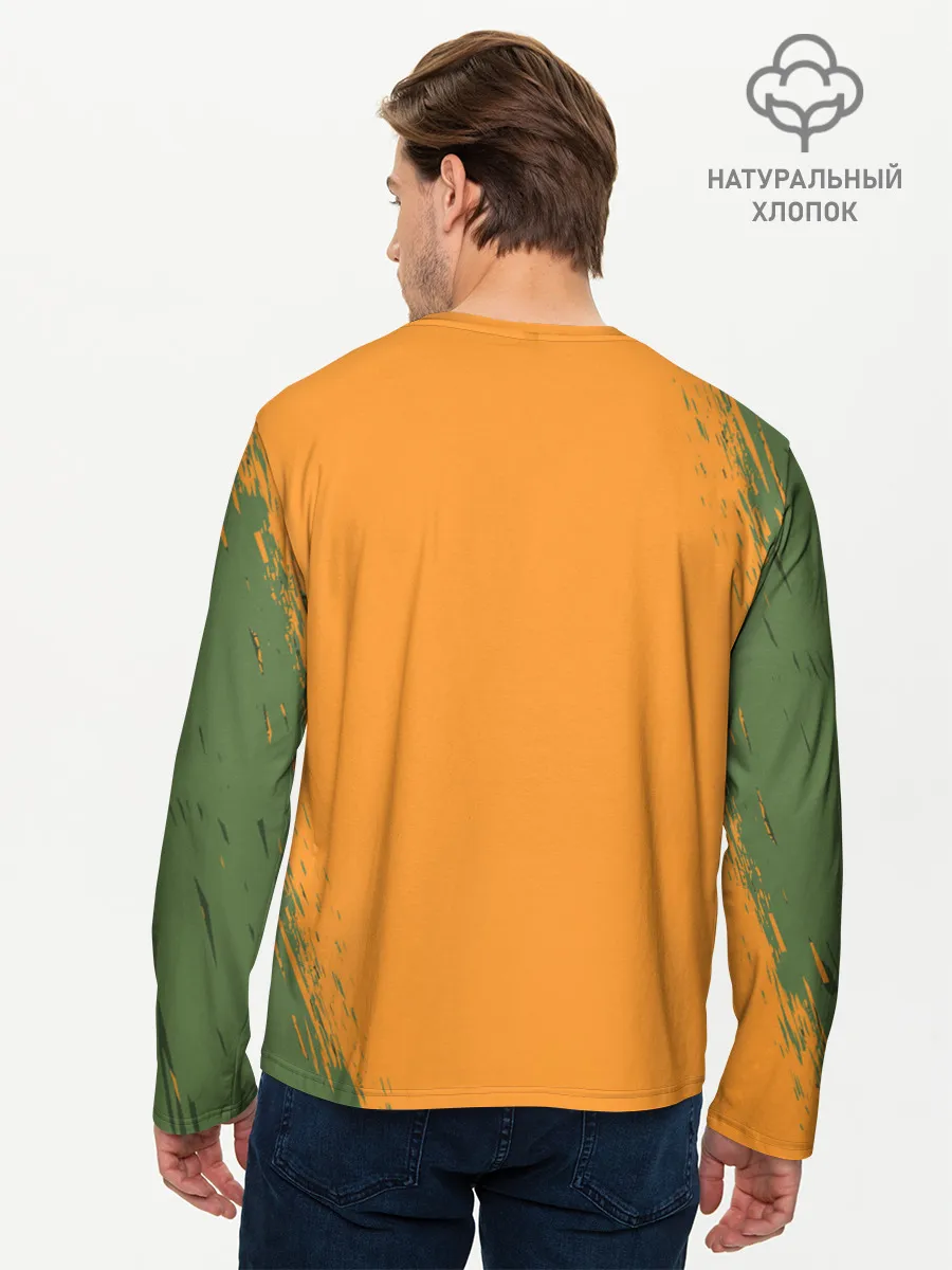 Мужской лонгслив базовый / Т-Рекс с тыквой в пасте | Хэллоуин