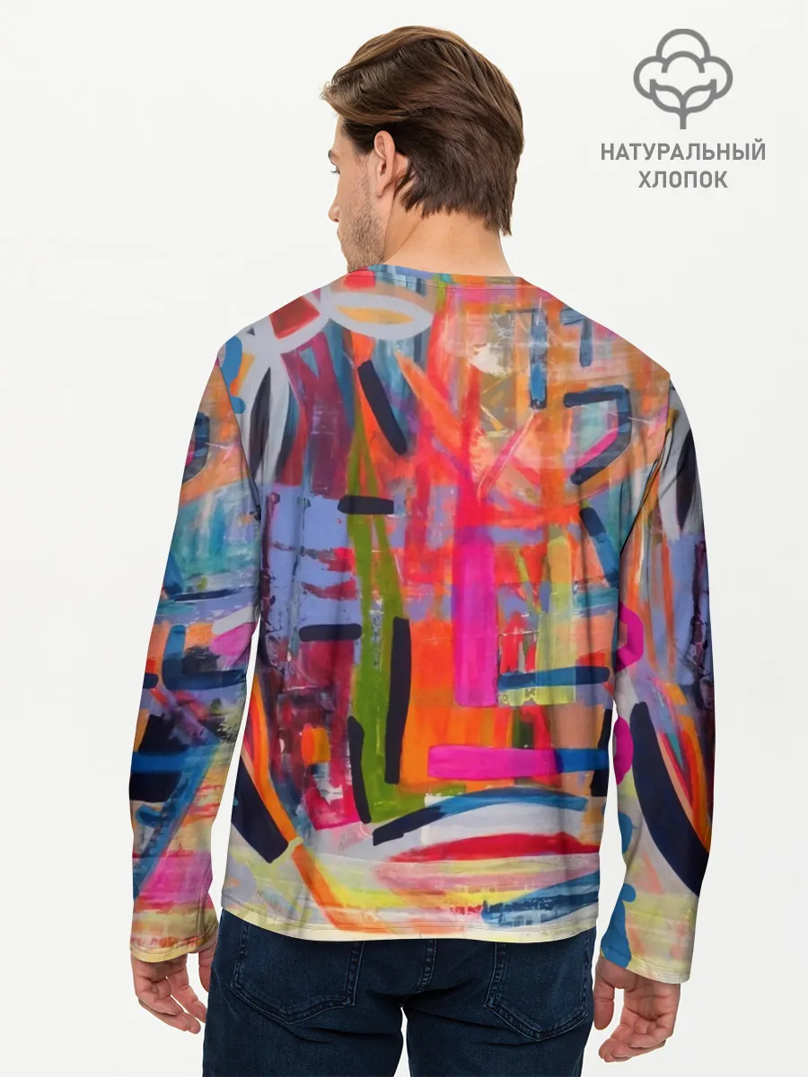 Мужской лонгслив базовый / Абстракция из полос